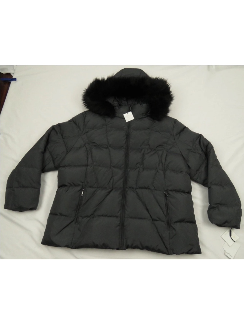 NWT Calvin Klein Quilted Down Faux Fur Hooded Full Zip Parka Long Jacket 3X